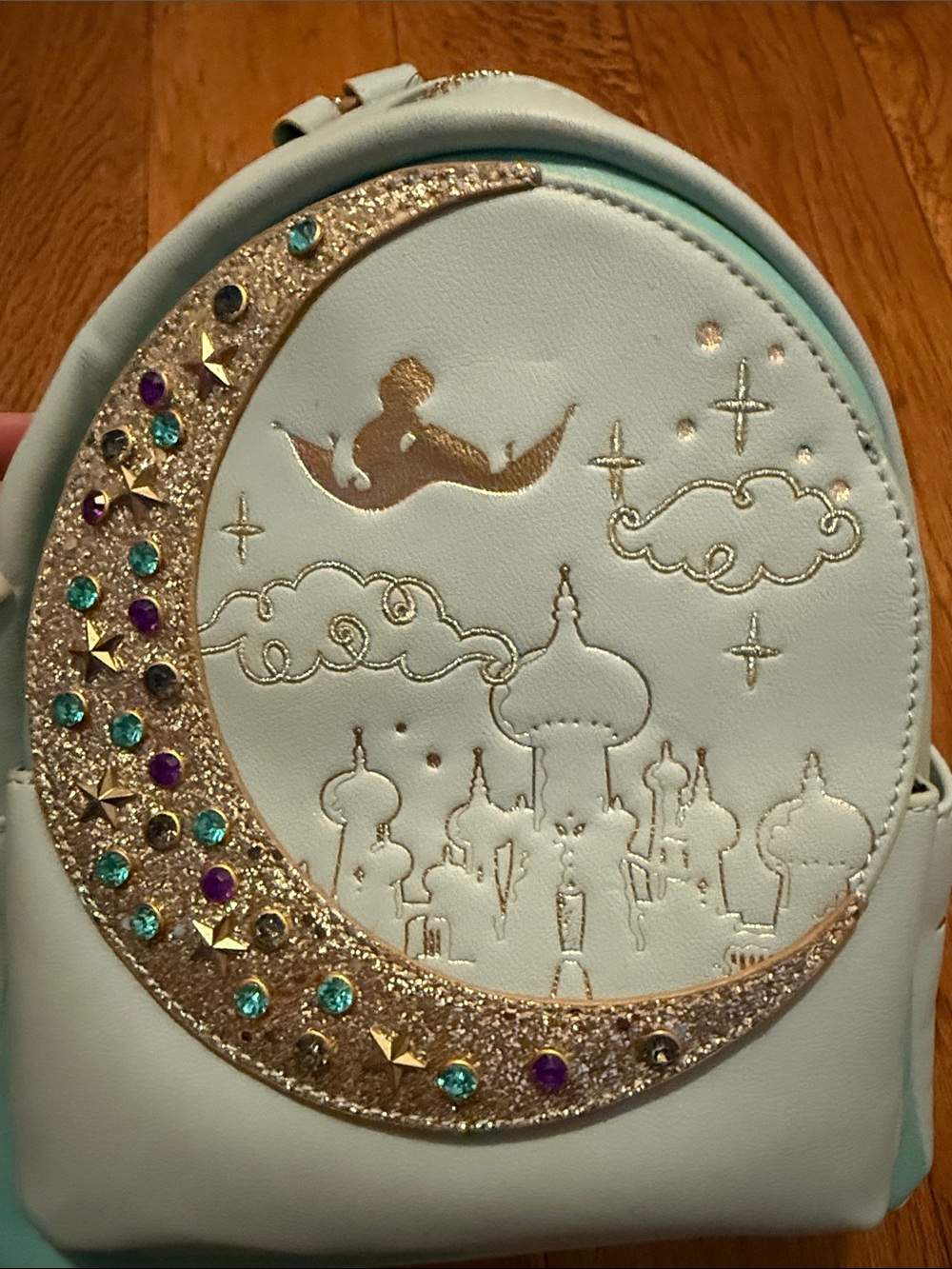 Danielle Nicole Light Blue Moon & Gem Embellished Mini Backpack - Picture 6 of 8